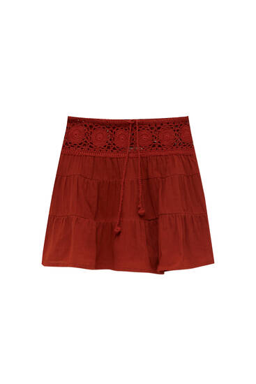 Crochet panelled mini skirt