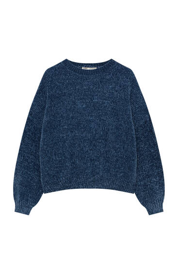 Wide-ribbed chenille sweater