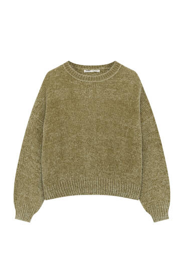 Wide-ribbed chenille sweater