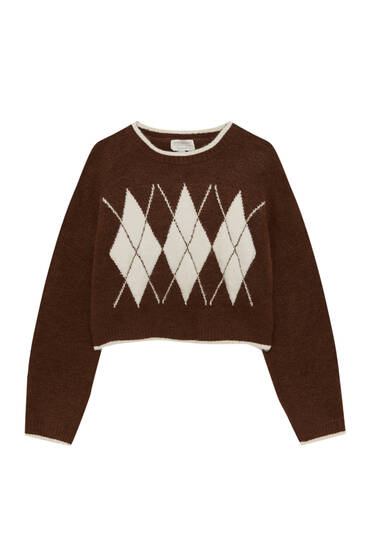Sweater de malha com losangos
