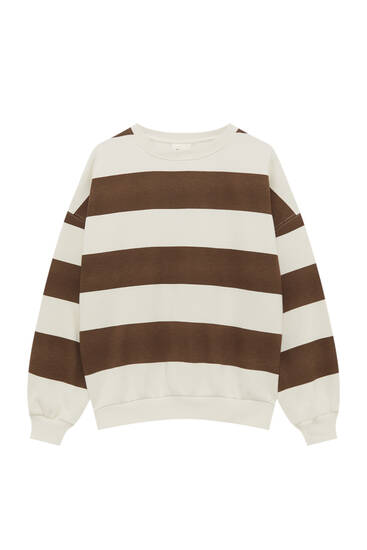 Striped fleece sweatshirt