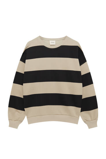 Striped fleece sweatshirt