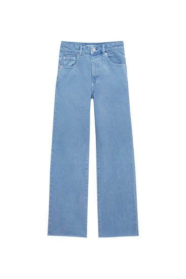 Cropped high-waist straight-leg jeans