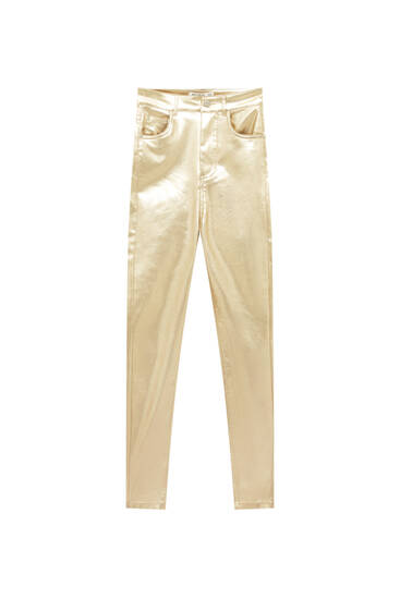 Mid-waist metallic trousers