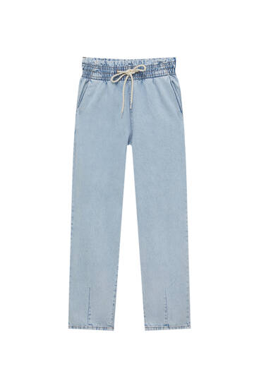 Slouchy paperbag jeans with drawstring
