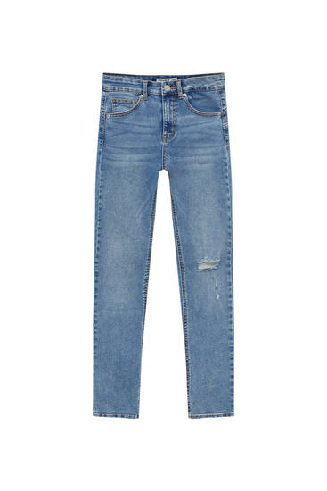Blau 40 Pull&Bear Jegging & Skinny & Slim Rabatt 76 % DAMEN Jeans Destroyed 
