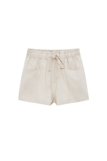 Basic paperbag Bermuda shorts