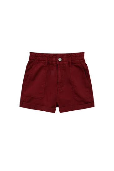 Paperbag shorts with front pockets