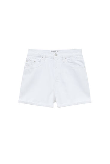 High-waist paperbag Bermuda shorts