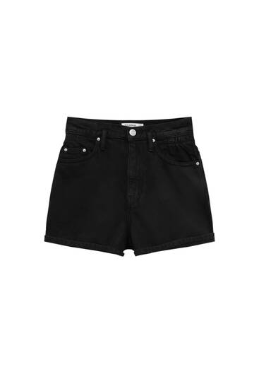 High-waist paperbag Bermuda shorts