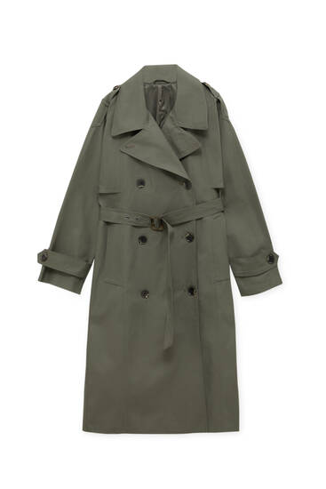 Long buttoned trench coat