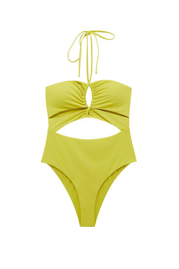 Crossover strappy cut-out swimsuit