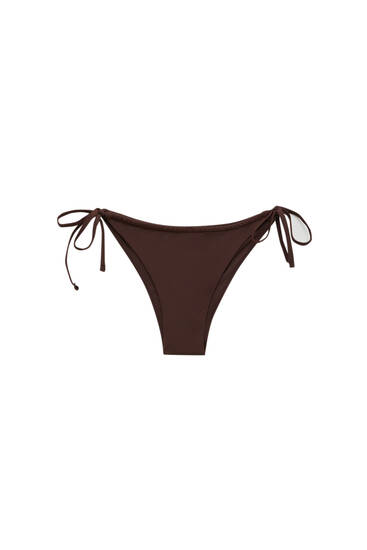 Brown bikini bottoms with tied straps