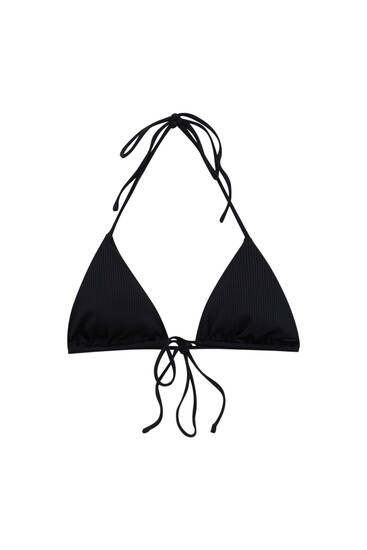 Ribbed triangle bikini top