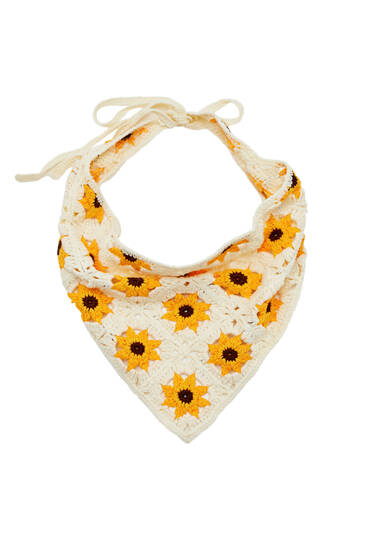 Yellow daisy crochet neckerchief