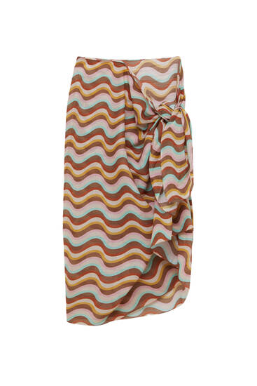Midi sukně s retro vlnkami