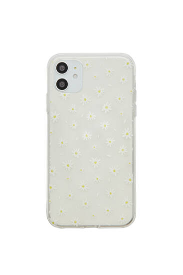 Transparent daisy print smartphone case