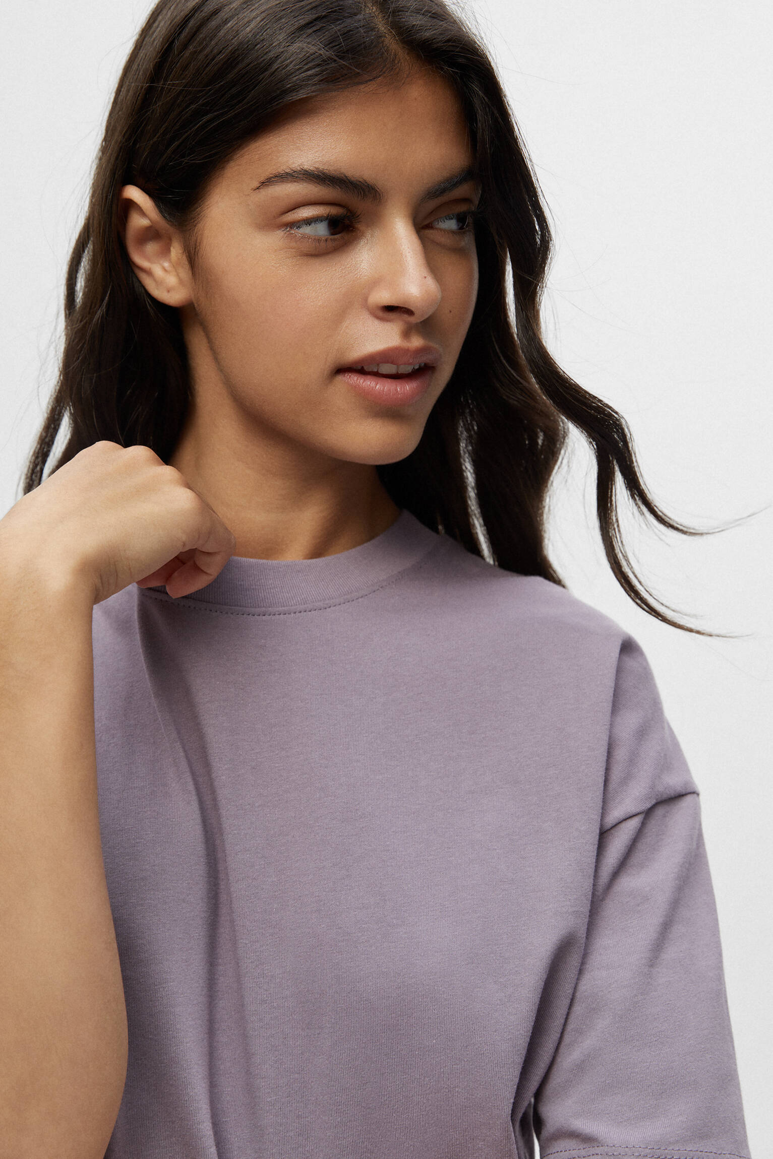 Pull&Bear Women's' Violet Oversize Short Sleeve T-Shirt