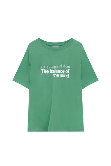 T-shirt basique couleur inscription contrastante