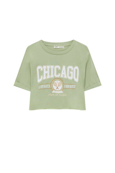 T-shirt met Chicago-tekstprint en print