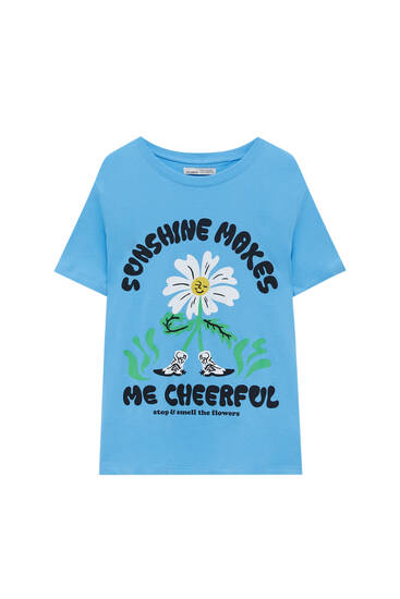Κοντομάνικη μπλούζα με graphic τύπωμα με λουλούδια