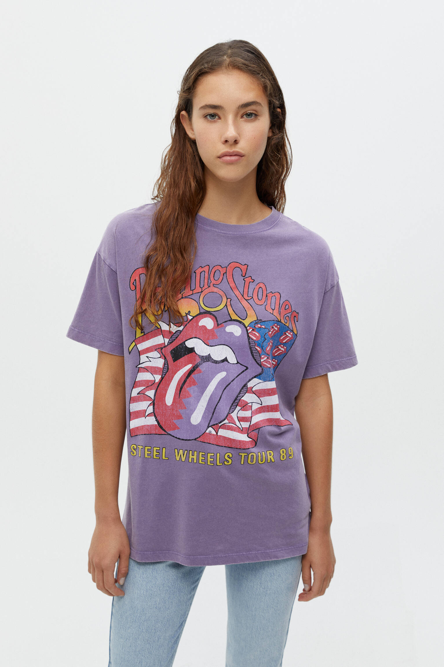 frío Alicia Kilómetros Pull & Bear - Camiseta Rolling Stones Tour 89
