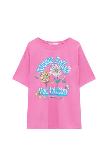 pull and bear pink t shirt
