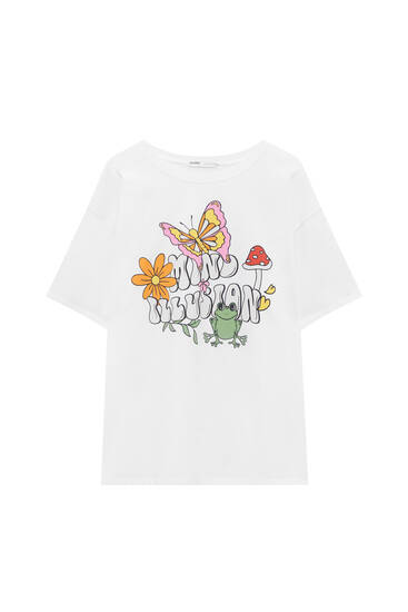 White T-shirt with Mind Illusion print