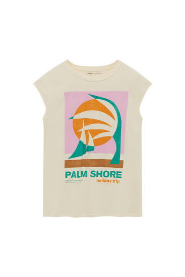 Tricou cu imprimeu grafic Palm Shore