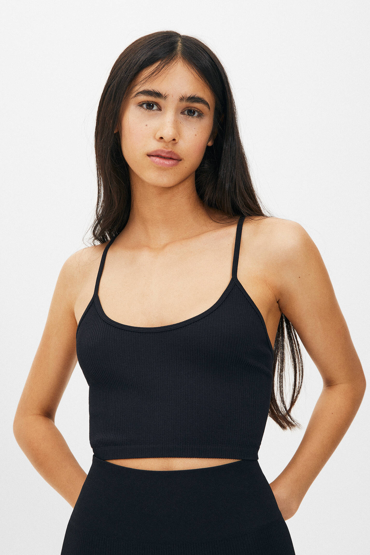 Strappy ribbed crop top - PULL&BEAR