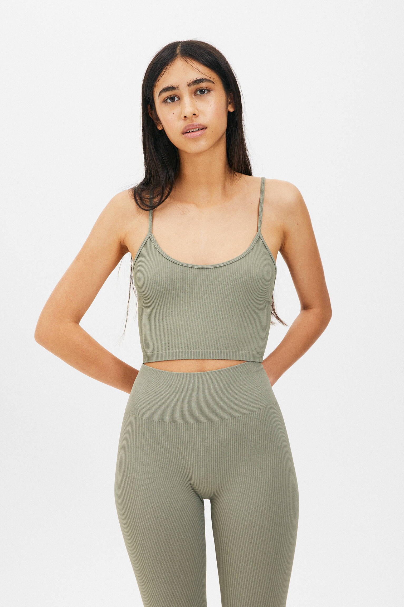 Strappy ribbed crop top - PULL&BEAR