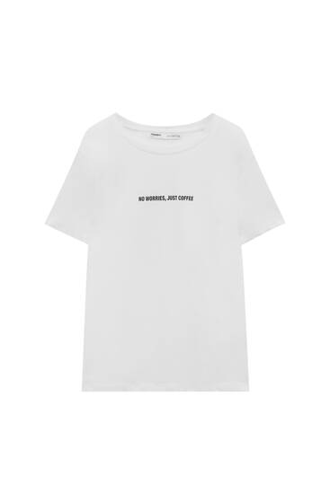 T-shirt met tekstprint en korte mouw