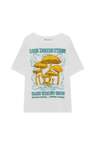 Tričko s krátkými rukávy a houbami