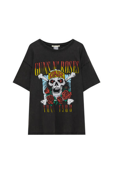 Shirt mit Print Guns N' Roses und Totenkopf