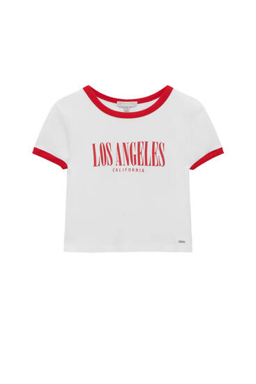 T-shirt Los Angeles bord-côte contrastant