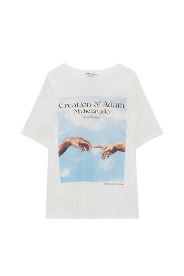 T-shirt with the Creation of Adam illustration