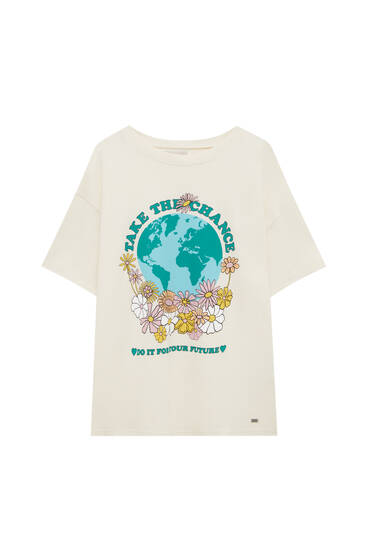 T-shirt met Planet-print en korte mouw