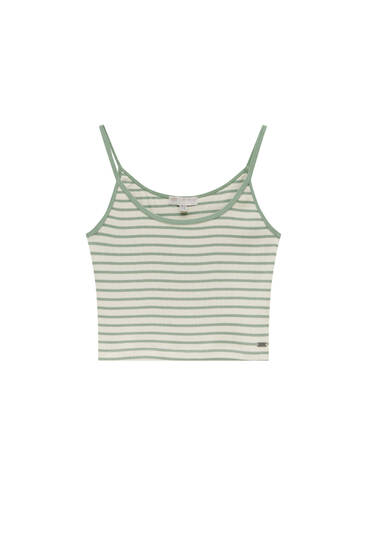 Ribbed strappy top with stripes
