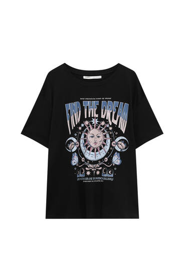 Short sleeve T-shirt with esoteric print