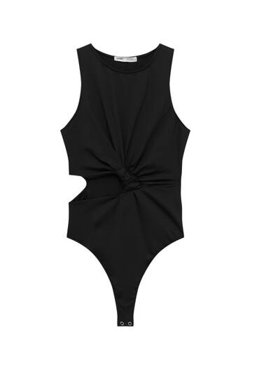 Gathered cut-out bodysuit