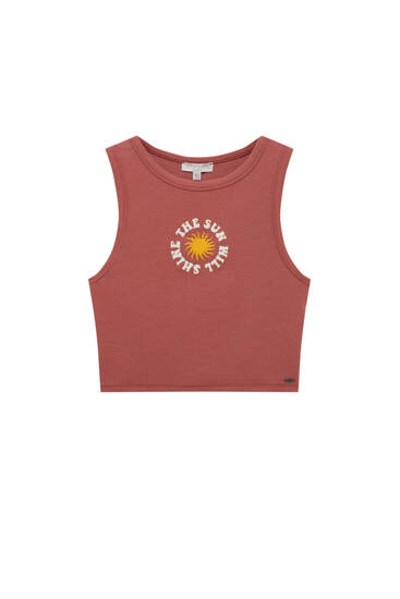 Embroidered sun tank top