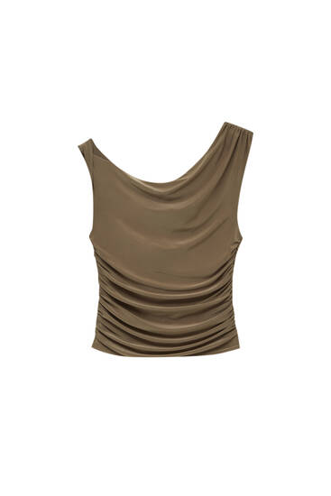 pull and bear volume shoulder t shirt