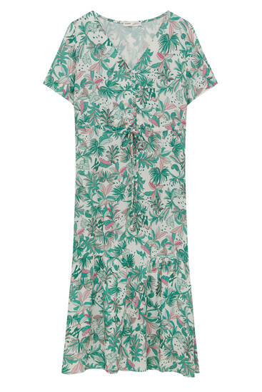 Short sleeve floral midi dress