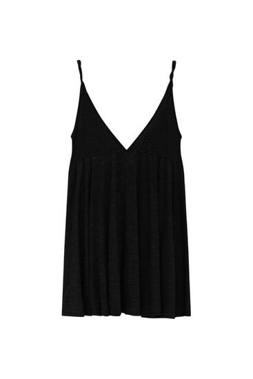 Ribbed dress with twisted straps