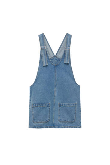 Denim pinafore dress with patch pockets