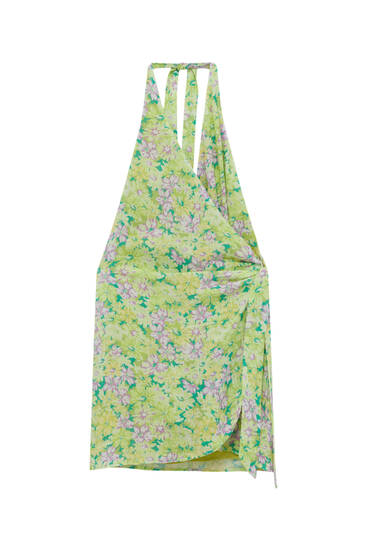 Floral wrap skirt-style short dress