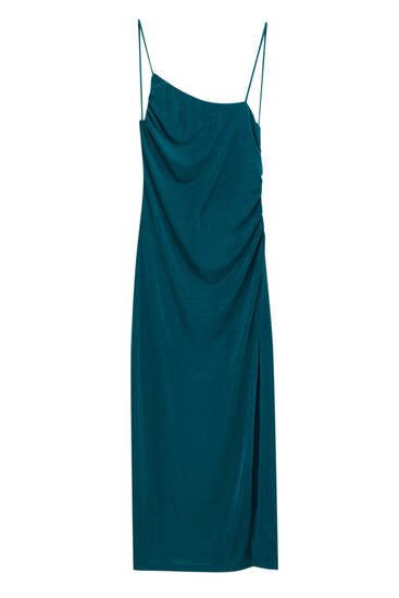 Асиметрична рокля със средна дължина и отворен гръб