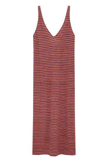 Long striped knit dress