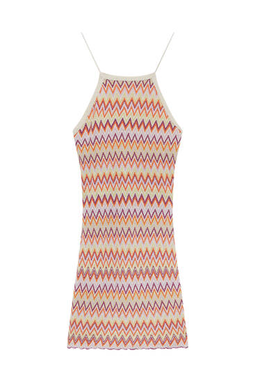 Korte crochet jurk met zigzag