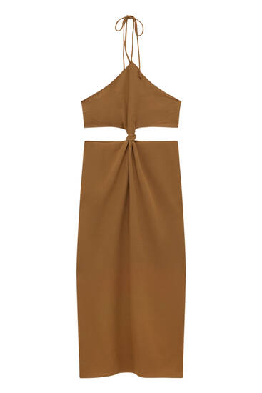 Midi dress knotted at the waist